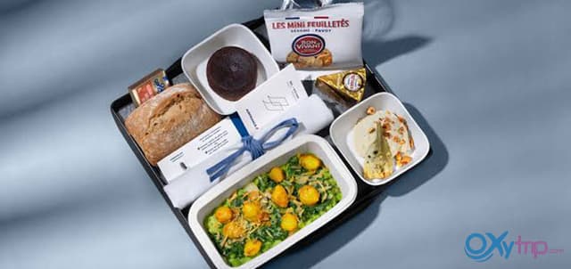 Air France Business Class cabin on a long-haul international flight